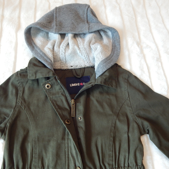 *HP* Limited Too Girls Hooded Twill Jacket Green - Picture 2 of 2